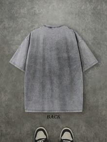 Retro Washed T-Shirt Single-Sided Printed (230 Pure Cotton T-Shirt) 'YESHUA HE SAVES'  Letter And Pattern Print, Christian Gift, Mens TShirt, Mens Shirt Casual, Comfortable, Fashionable T-Shirt, Street Style Cotton