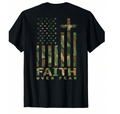 American Flag & Cross Military - T-Shirt